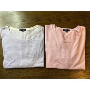 Patrick Assaraf Crew Neck T Shirt Bundle x 2 Short Sleeve Essential Cotton Sz M